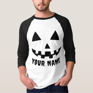 Personalisierter KürbisHalloween Name Black & Whit T-Shirt
