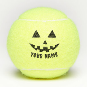 Personalisierter KürbisHalloween Name Black & Whit Tennisbälle