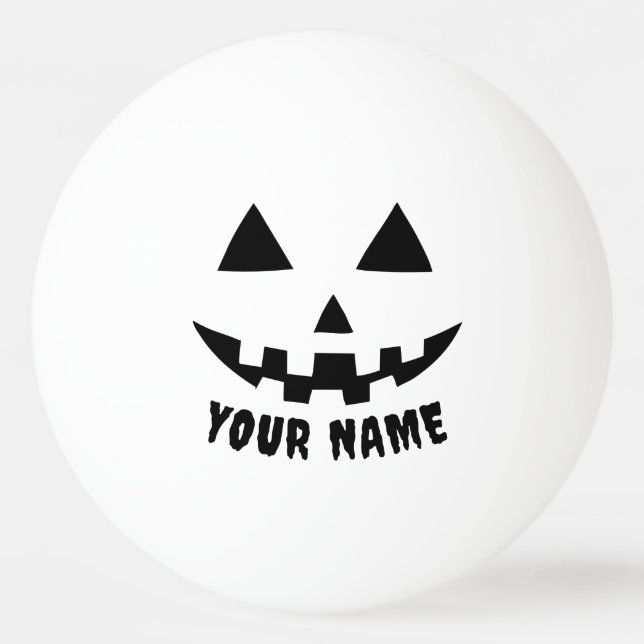 Personalisierter KürbisHalloween Name Black & Whit Tischtennisball (Vorderseite)