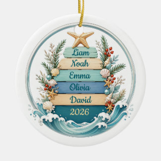 Personalisierter Küsten-Weihnachtsschmuck Keramik Ornament