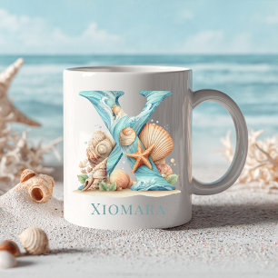 Personalisierter Küstenmonogramm X Anfangsbuchstab Kaffeetasse