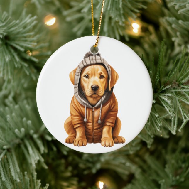 Personalisierter Labrador Retriever Dog Art Keramik Ornament (Baum)