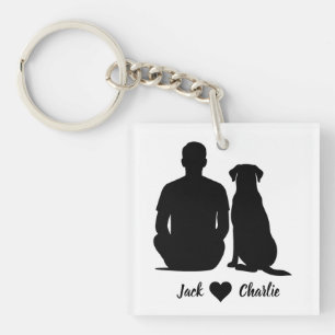 Personalisierter Labrador Retriever Hund und männl Schlüsselanhänger