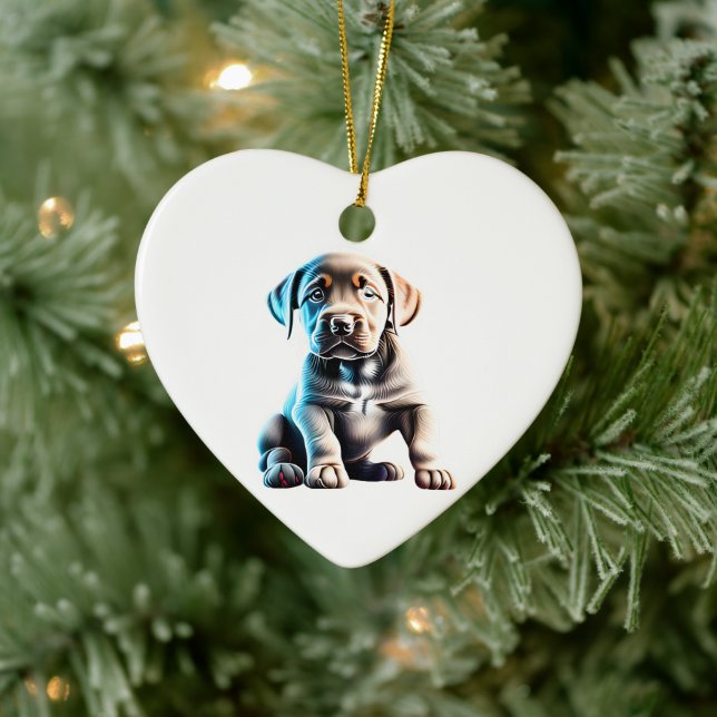 Personalisierter Labrador Retriever Welpe Keramik Ornament (Baum)