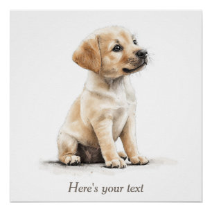 Personalisierter Labrador Welpe Dekor Wasserfarbe Poster