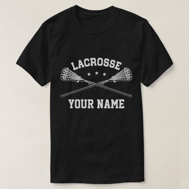Personalisierter Lacrosse-Name T-Shirt (Design vorne)