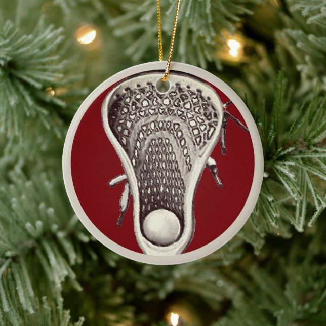 Personalisierter Lacrosse Player 2025 Keramik Ornament (Baum)