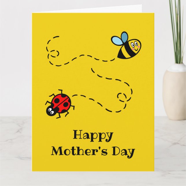Personalisierter Ladybird + Muttertag der Hummeln Karte (Vorderseite)