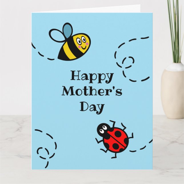 Personalisierter Ladybird + Muttertag der Hummeln Karte (Vorderseite)