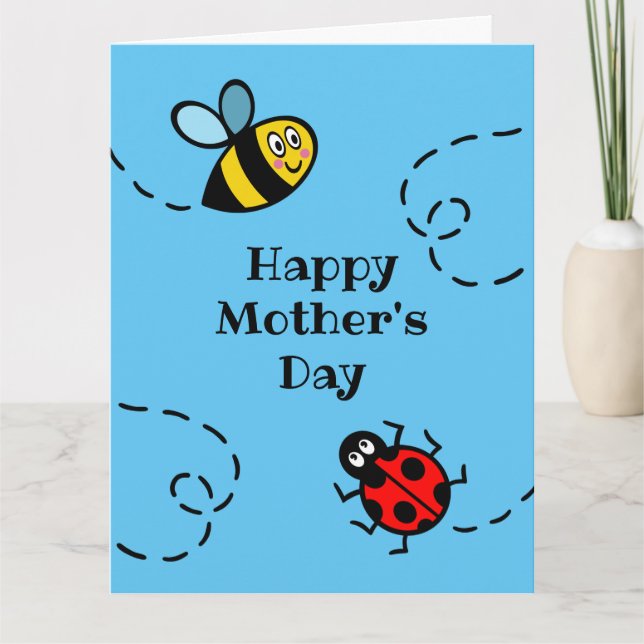 Personalisierter Ladybird + Muttertag der Hummeln Karte (Vorderseite)