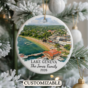 Personalisierter Lake Geneva Schmuck Custom Wiscon Keramik Ornament