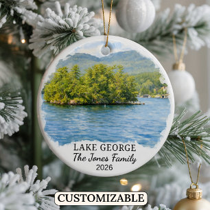 Personalisierter Lake George Weihnachtsschmuck, Be Keramik Ornament