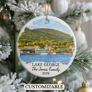 Personalisierter Lake George Weihnachtsschmuck, Be Keramik Ornament