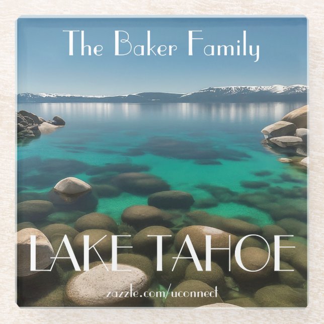 Personalisierter Lake Tahoe Glasuntersetzer | Fami (Vorderseite)
