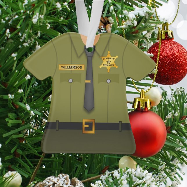 Personalisierter Landkreis Sheriff Green Uniform Ornament (Von Creator hochgeladen)