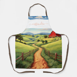 Personalisierter Landschaftlicher Bauernbahnentwur Schürze
