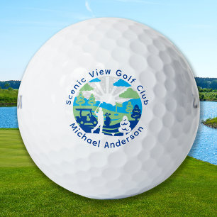 Personalisierter Landschaftlicher Kurs Retro Moder Golfball