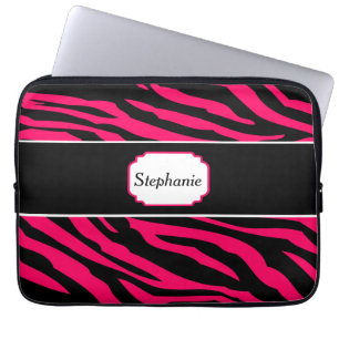 Personalisierter Laptop-Sieb in Rosa und Schwarz Laptopschutzhülle