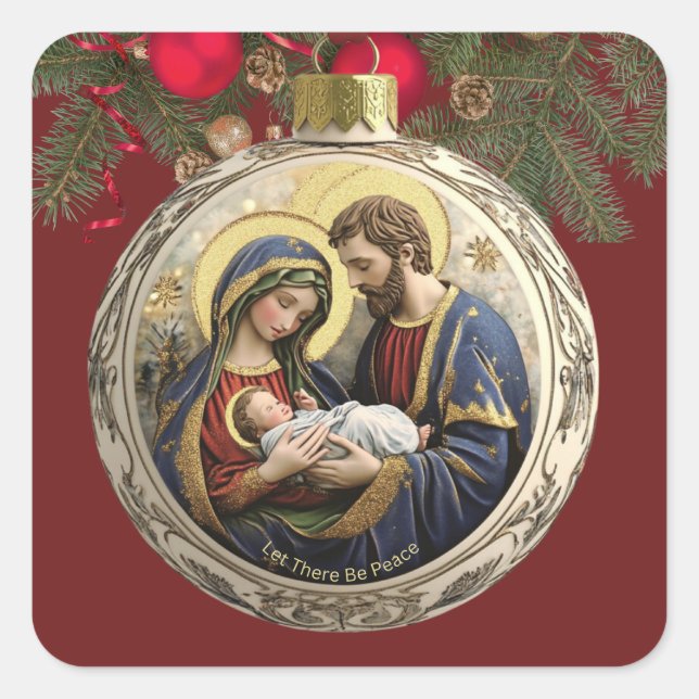 Personalisierter Lass Es gibt eine Krippenlandscha Quadratischer Aufkleber (Vorderseite)