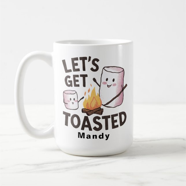 Personalisierter "Lasst uns Toast rösten" S'mores  Kaffeetasse (Links)