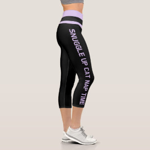 Personalisierter Lavendel Black Unique Pet Cat Quo Capri Leggings