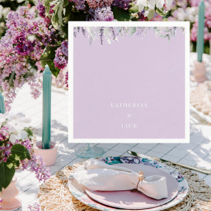 Personalisierter Lavendel-Blatt-Hochzeits-Cocktail Serviette