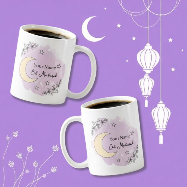 Personalisierter Lavendel-Eid-Mubarak-Kaffeebecher Kaffeetasse (Von Creator hochgeladen)