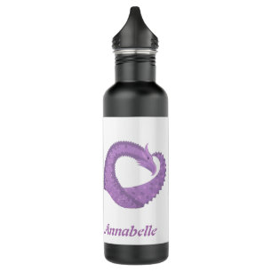 Personalisierter Lavendel lila Herzdrache auf Weiß Edelstahlflasche