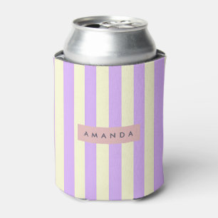 Personalisierter Lavendel- und Creme-Pastellstreif Dosenkühler