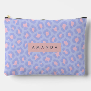 Personalisierter Lavendel- und Rosa Leopardenprint Zubehörtasche