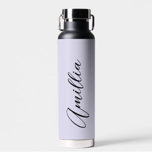 Personalisierter Lavender Black Script Hochzeitswa Trinkflasche