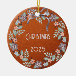 Personalisierter Leder-Pastell-Kranz Keramik Ornament