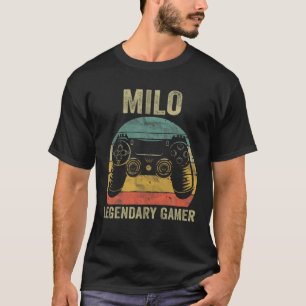 Personalisierter Legendär Gamer Milo Name Videospi T-Shirt