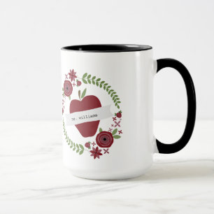 Personalisierter Lehrer Blumenwreath-roter Apples Tasse