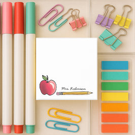 Personalisierter Lehrer für Apfel und Bleistift 3  Post-it Klebezettel