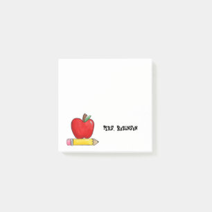 Personalisierter Lehrer für Apfel und Bleistift 3 Post-it Klebezettel