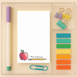 Personalisierter Lehrer für Apfel und Bleistift 4  Post-it Klebezettel