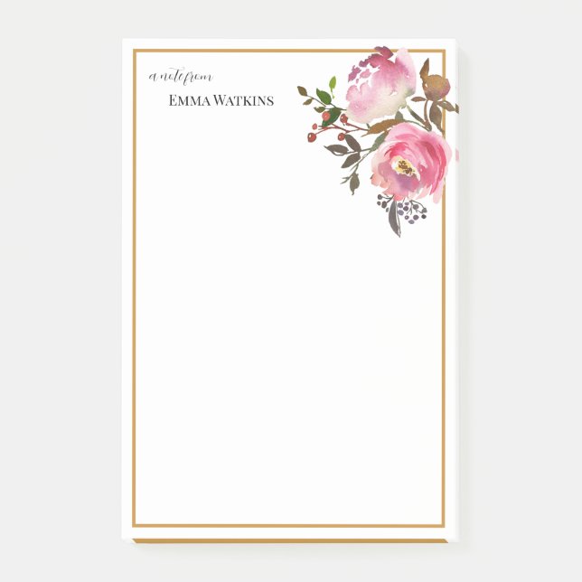 Personalisierter Lehrer grenzt an Rose im Herbst Post-it Klebezettel (Vorderseite)