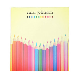 Personalisierter Lehrer Rainbow-Bleistift-Notepad Notizblock