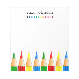 Personalisierter Lehrer Rainbow-Bleistift-Notepad Notizblock