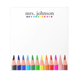 Personalisierter Lehrer Rainbow-Bleistift-Notepad Notizblock