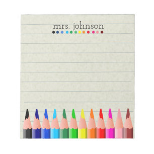 Personalisierter Lehrer Rainbow-Bleistift-Notepad Notizblock