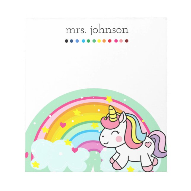 Personalisierter Lehrer Regenbogen Bleistift Notiz Notizblock (Vorderseite)