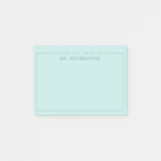 Personalisierter Lehrer vom Schreibtisch aus blau Post-it Klebezettel (Vorderseite)