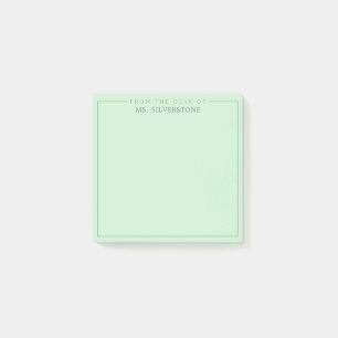 Personalisierter Lehrer Von Schreibtisch Aus Grün Post-it Klebezettel