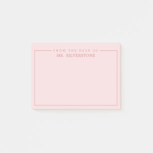 Personalisierter Lehrer Von Schreibtisch Von Pink Post-it Klebezettel