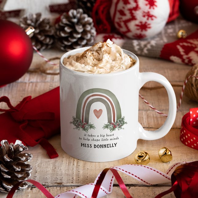 Personalisierter Lehrer Weihnachts-Regenbogen Kaffeetasse (Von Creator hochgeladen)
