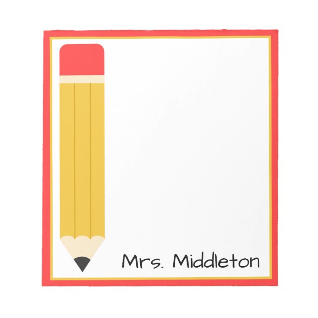 Personalisierter Lehrerbleistift Notizblock (Vorderseite)
