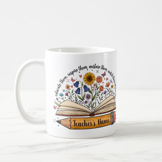 Personalisierter Lehrergeschenkbecher Kaffeetasse (Links)
