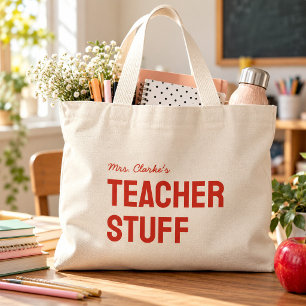 Personalisierter Lehrername Minimalistisch Süß Jumbo Stoffbeutel